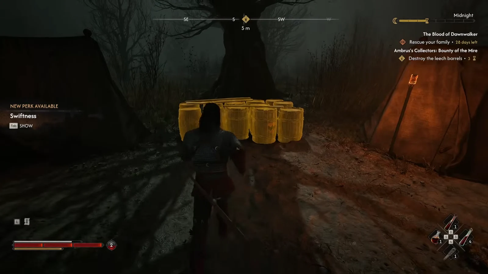 Bounty of the Mire tracker and highlighted leech barrels.