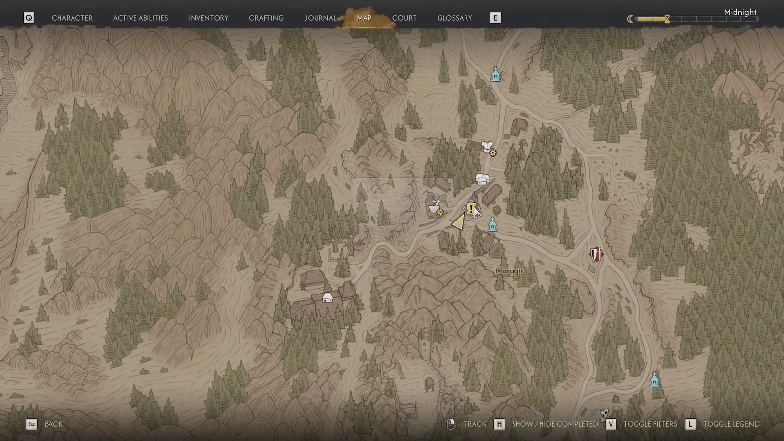 Maragir village map for regional orientation; this image does not label the hidden chest.