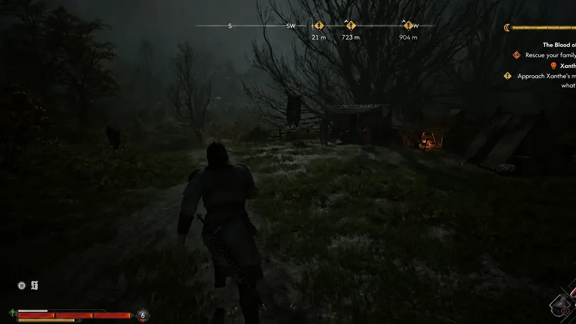 Night camp approach from ATH’s Come Home section; the objective text is cropped at the right edge.