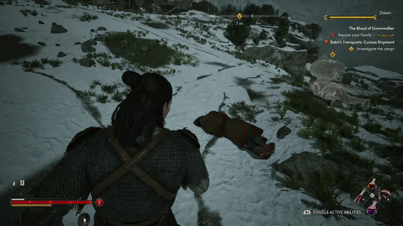 The cargo objective highlights the fallen barrel carrier beyond the nearer body.