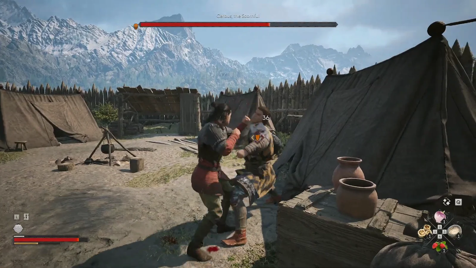 Cerbus, the Scornful: the optional fistfight, not a required equipment check.