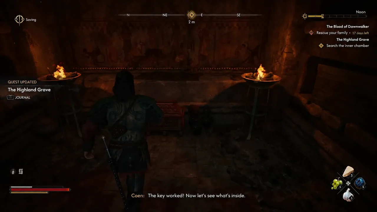 Search the inner chamber objective and the red reward container
