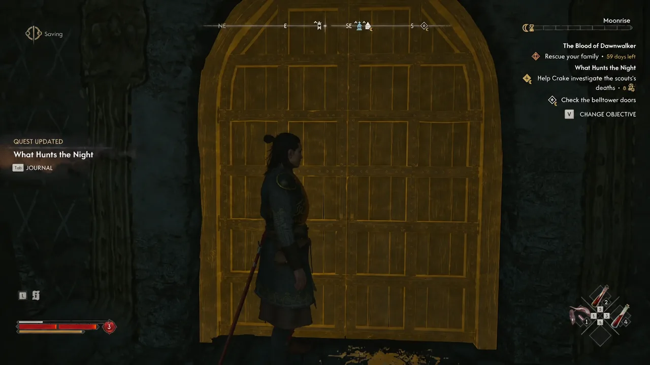 The tracker now asks to check the belltower doors.
