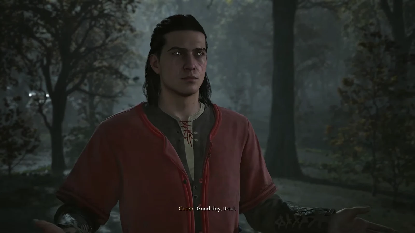 Coen greets Ursul in the woods. The person shown in this close-up is Coen.