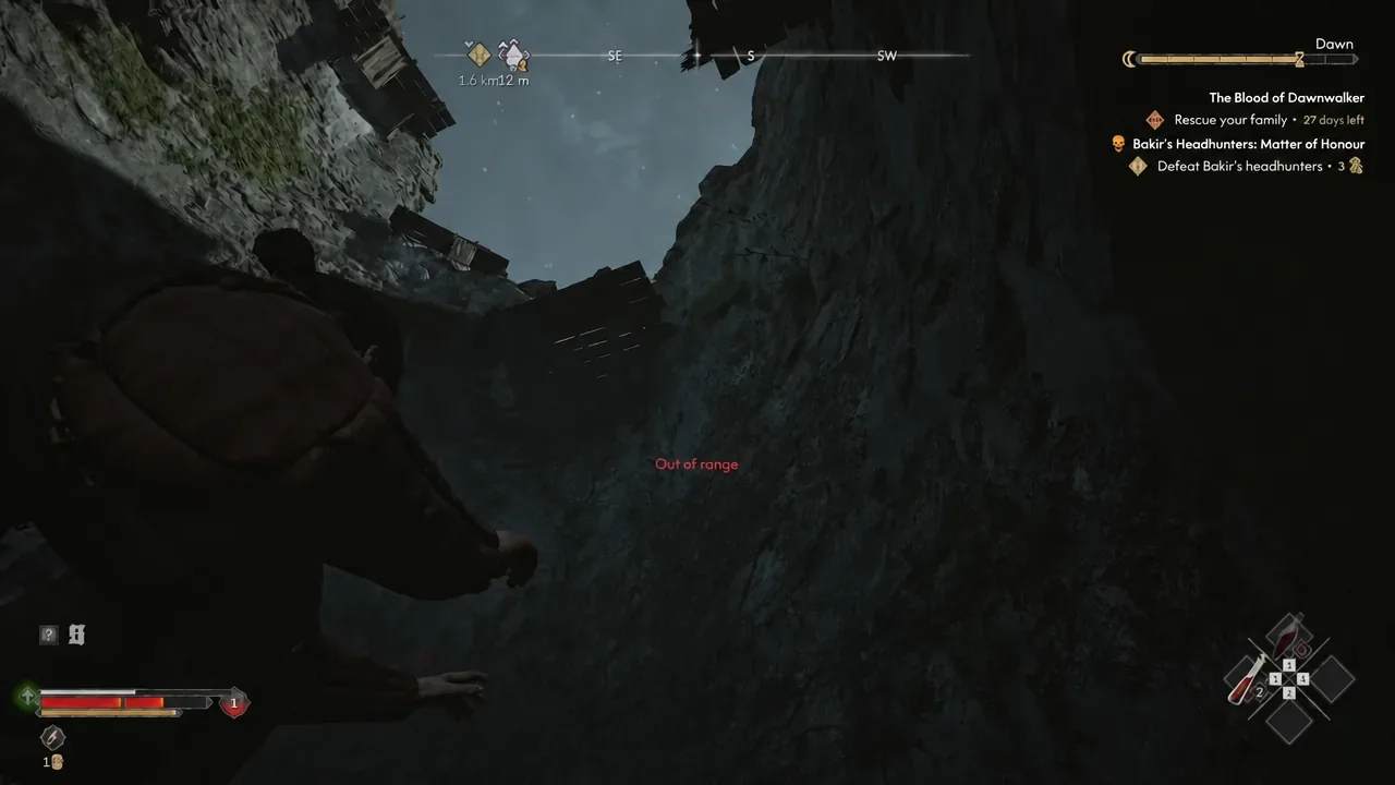 Out of range during the tower climb. This frame does not show a manual or chest reward.