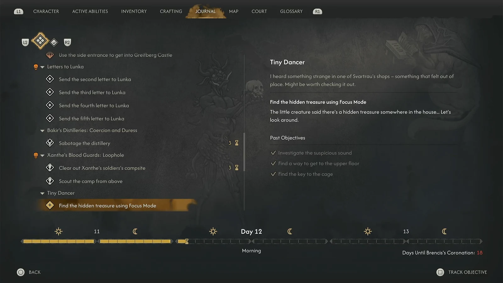 The journal still asks for hidden treasure after the cage objectives.