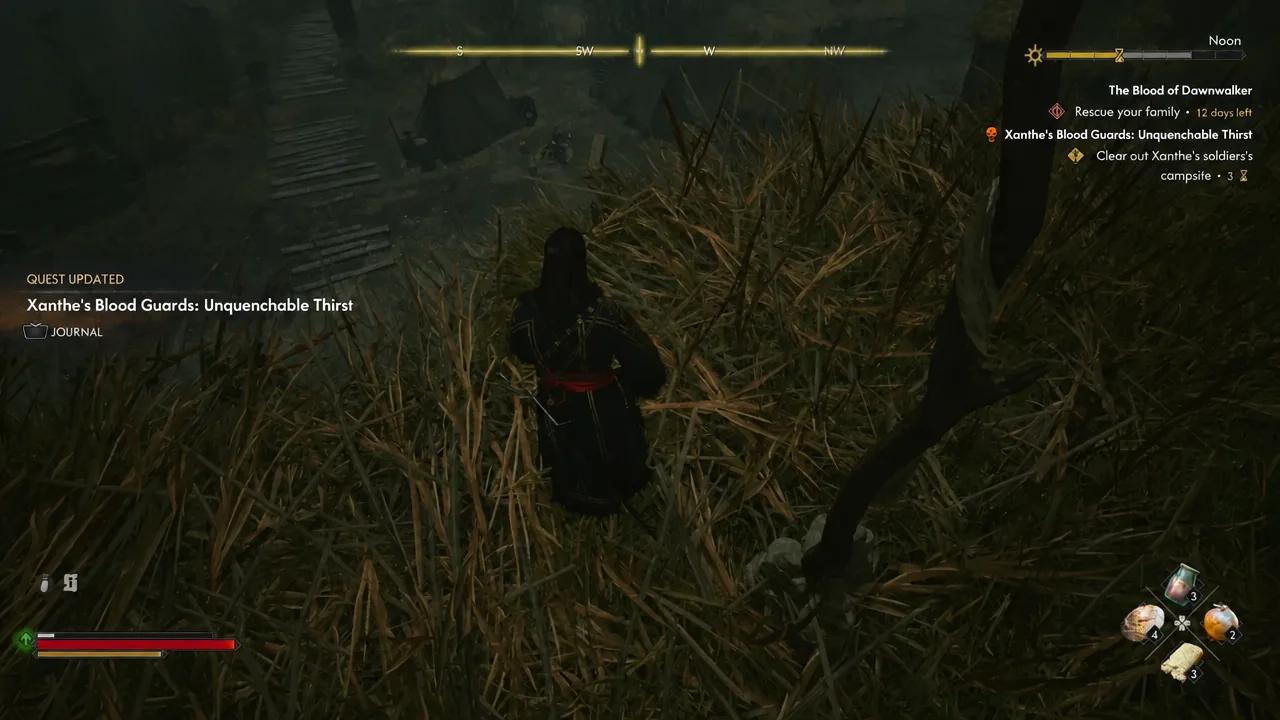 Quest update at the overlook: the objective now asks for the camp to be cleared.